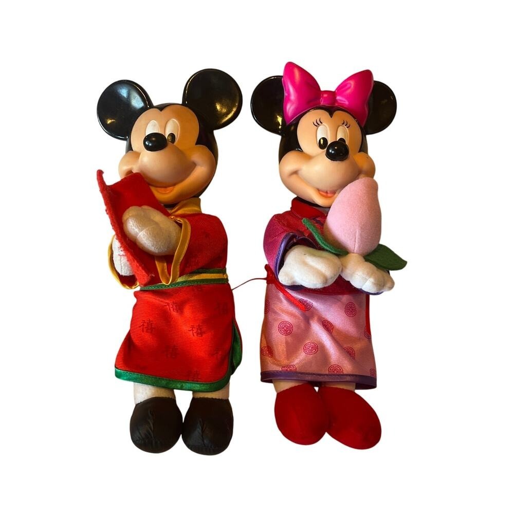 McDonald's Disney Mickey & Minnie Lunar New Year Plush Mice Set 11" Hard Head